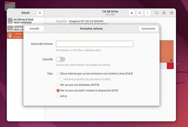 Formattazione Ubuntu