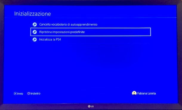 Reset manuale PS4