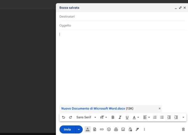 Come inviare un documento Word tramite Webmail