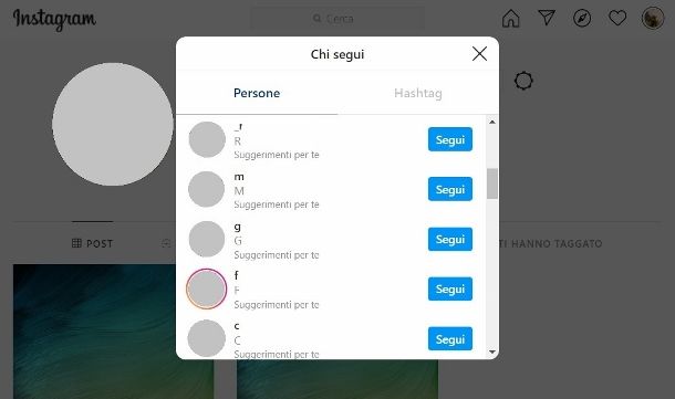 Seguire amici Facebook su Instagram computer