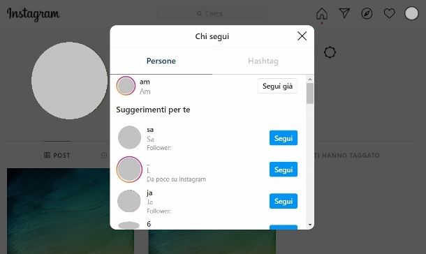 Smettere di seguire Instagram computer