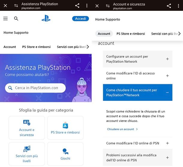 PlayStation App Assistenza