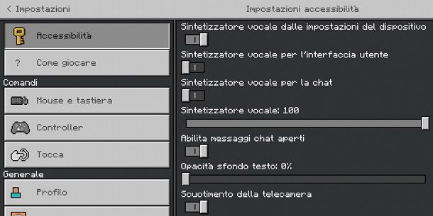 Disattivare assistente vocale Minecraft