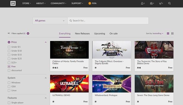 GOG giochi gratis senza programmi