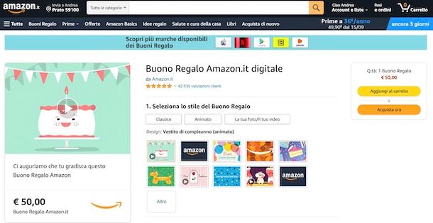 Buono regalo Amazon