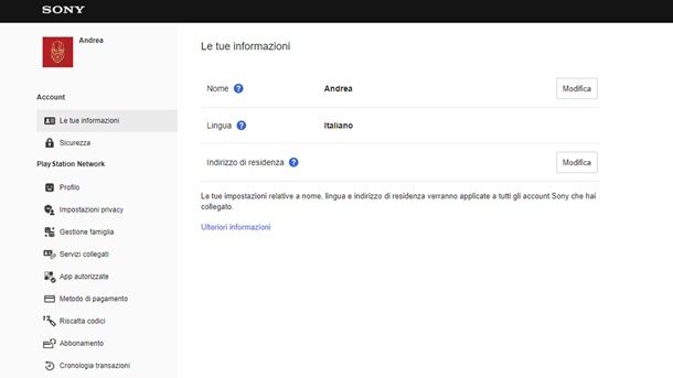 Come modificare le informazioni da un account PSN