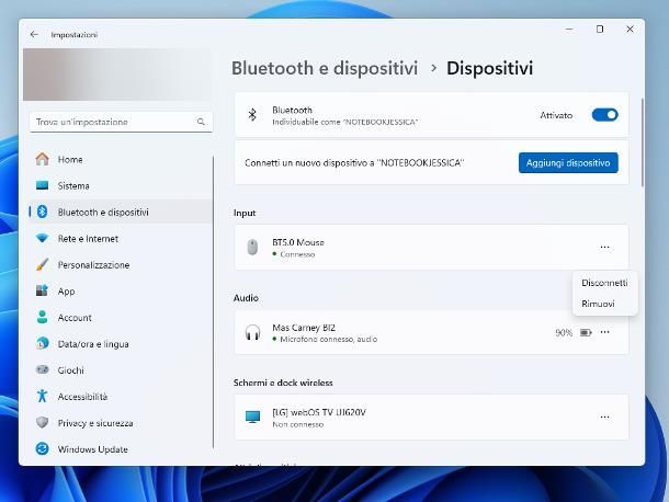 Operazioni preliminari: eliminare l'associazione Bluetooth