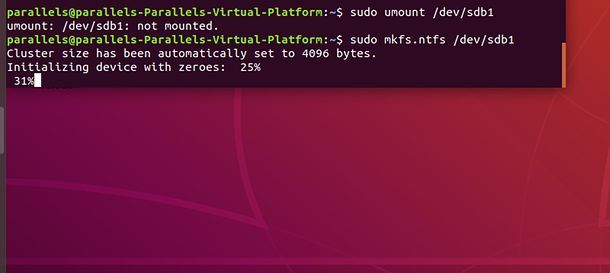 Come formattare una chiavetta USB con Ubuntu da Terminale