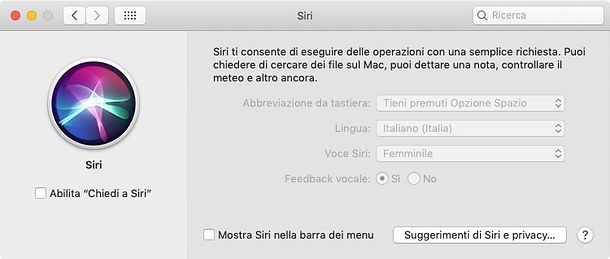 Come disattivare assistente vocale mac