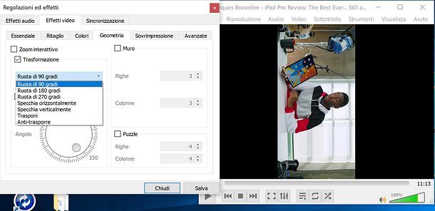 Come ruotare un video su YouTube con VLC