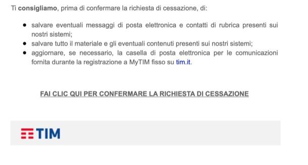 come cancellare indirizzo email alice