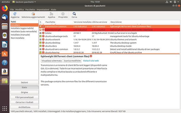 Come disinstallare un programma con Synaptic Package Manager