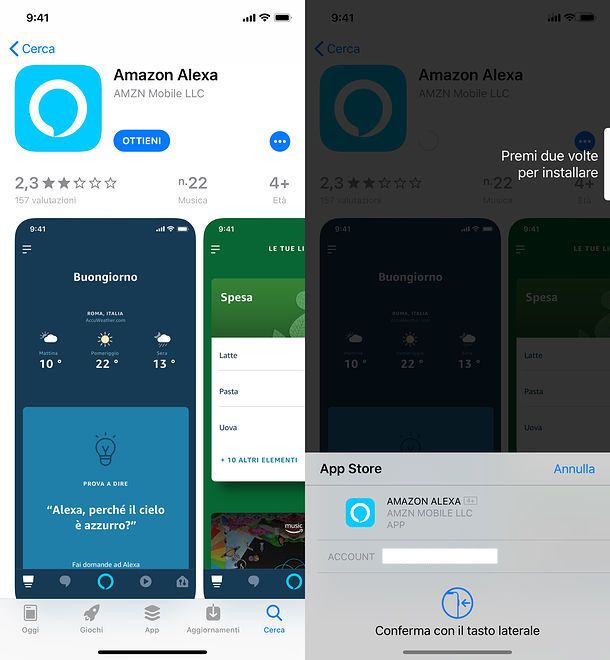 Installazione app Alexa