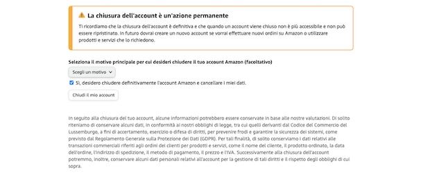 Cancellarsi da Amazon