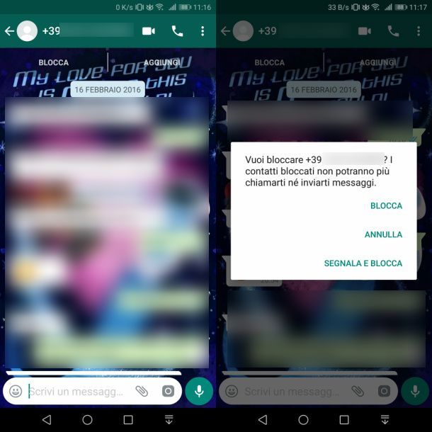 Bloccare contatto WhatsApp Android