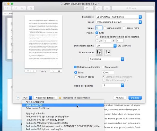 Come stampare da Mac