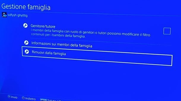 Come eliminare un account PSN dalla famiglia