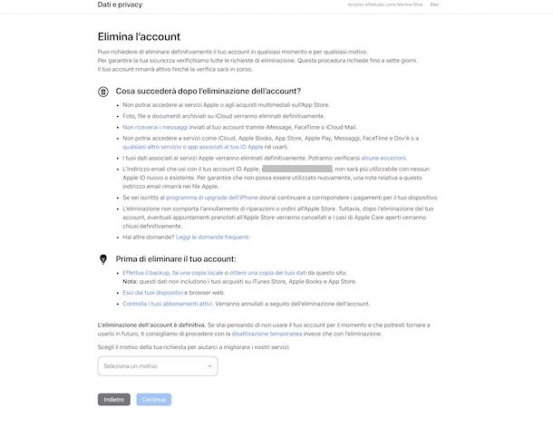 Eliminare ID Apple