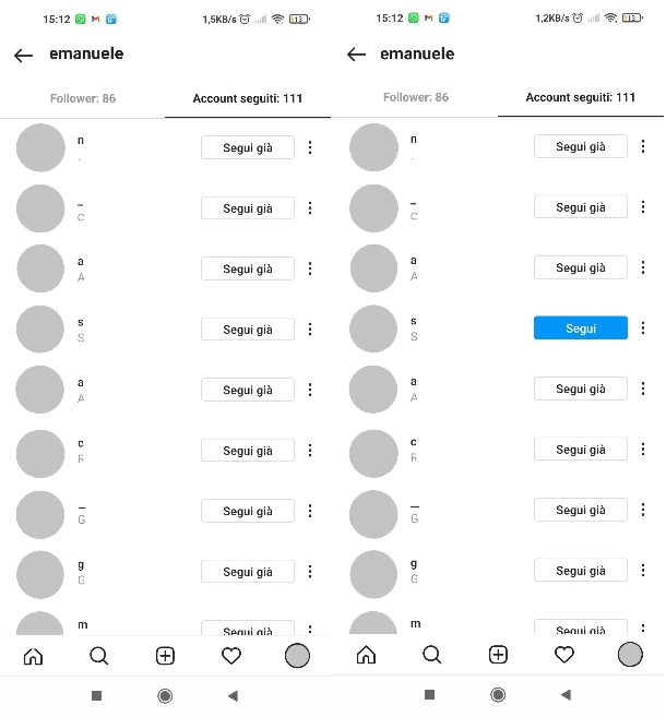 Smettere di seguire app Instagram