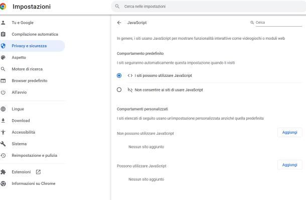 Come abilitare Javascript e cookie su PC Windows