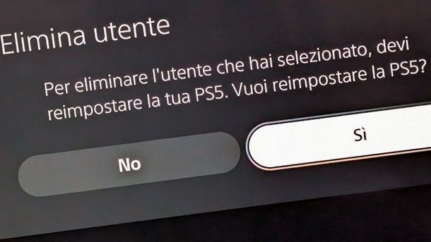 Elimina utente PS5