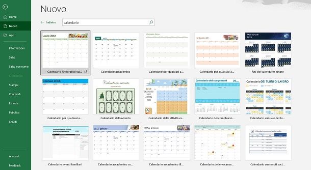 Come creare un file Excel con calendario