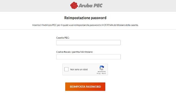 Come recuperare password mail PEC Aruba