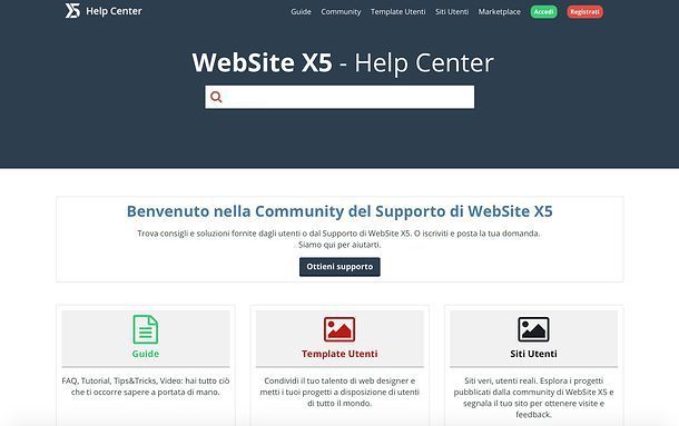 Supporto WebSite X5