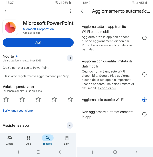 Aggiornamento PowerPoint Android