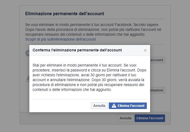 Eliminare il profilo Facebook