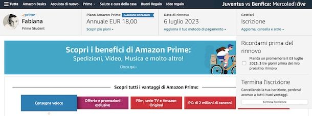 Uscire da Amazon Prime