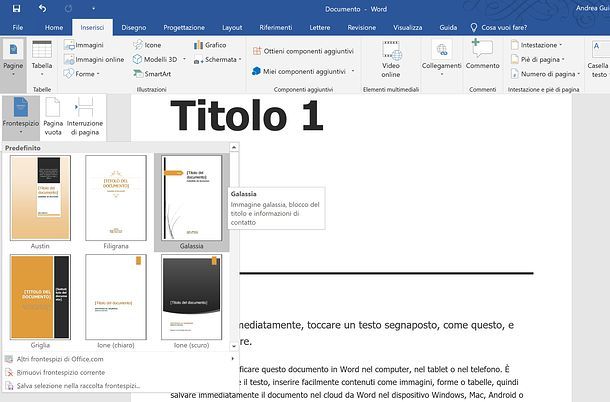 Come aggiungere una pagina iniziale su Word