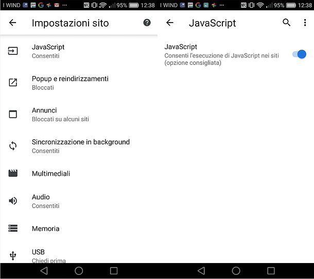 Come abilitare Javascript in Chrome per Android