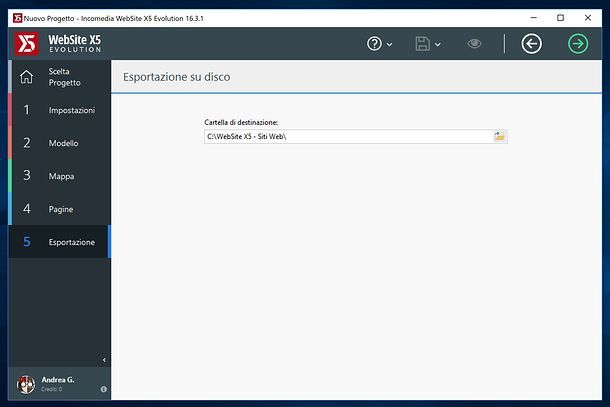 Esportazione in locale WebSite X5