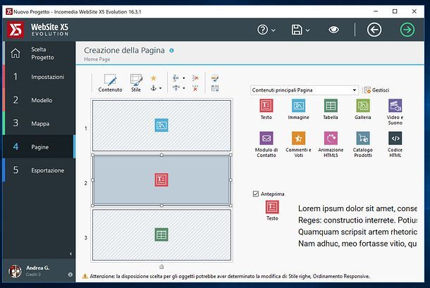 Creazione pagine WebSite X5