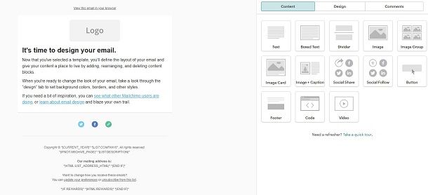 MailChimp composizione