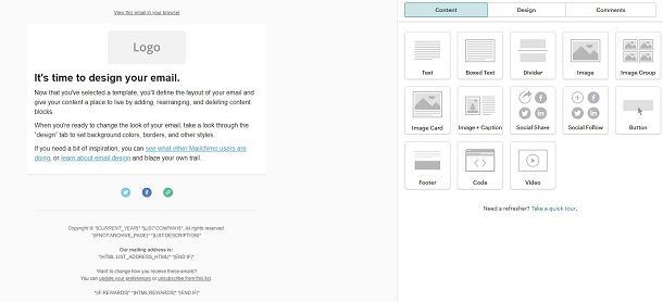 MailChimp composizione