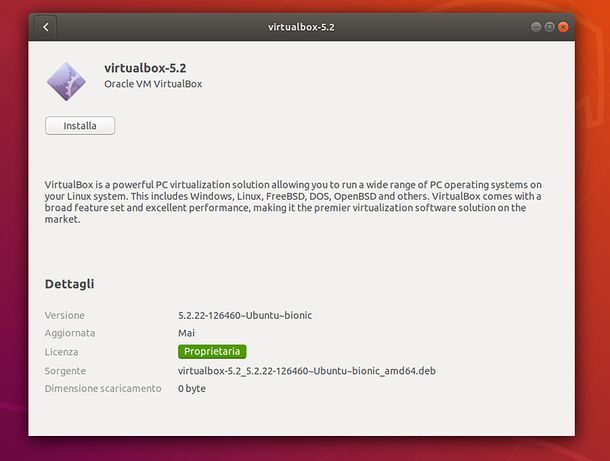 Installazione VirtualBox