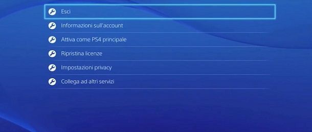 Uscita account PS4