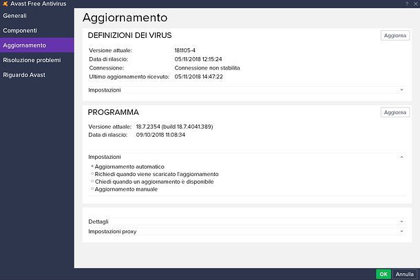 Versione Avast
