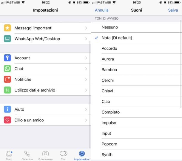 Notifiche WhatsApp iOS