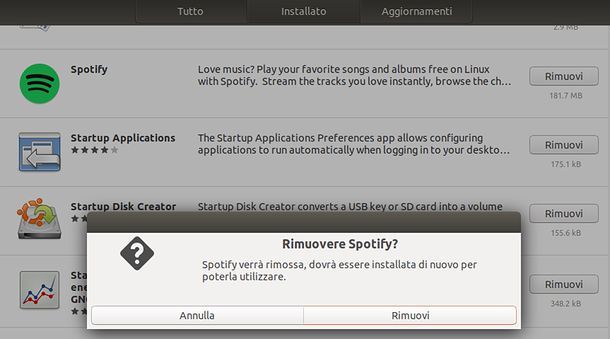 Come disinstallare un programma da Ubuntu Software