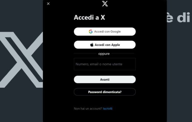 Come accedere a X (Twitter) senza nome utente