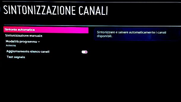 Come sintonizzare canali su TV LG