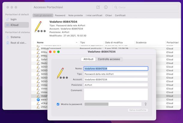 Accesso Portachiavi macOS