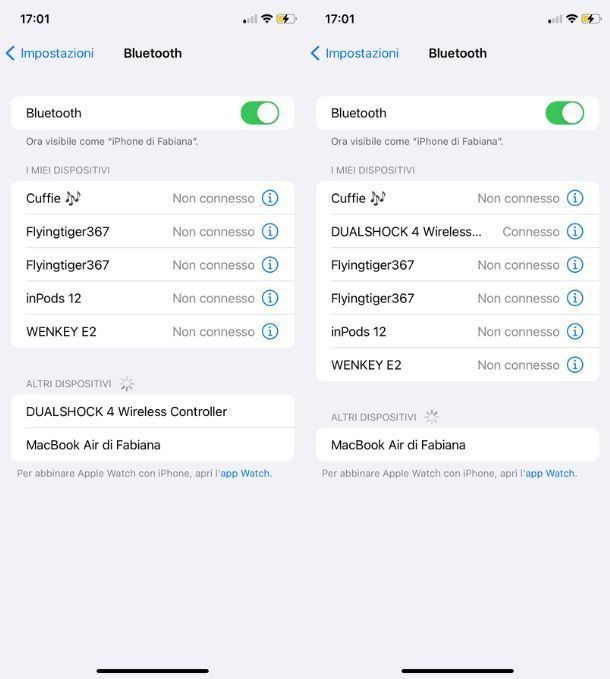 Collegamento Bluetooth iPhone