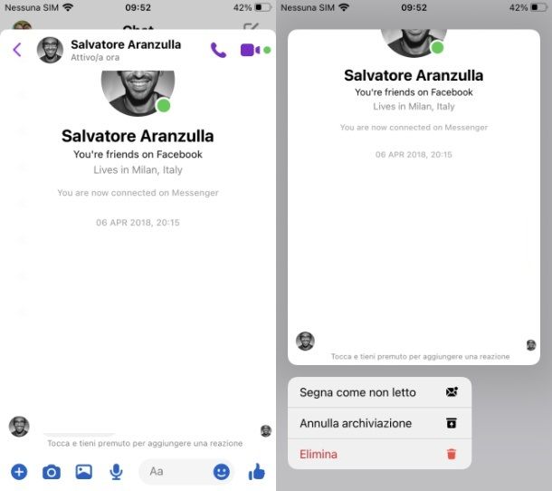 Come annullare l'archiviazione delle chat su Messenger