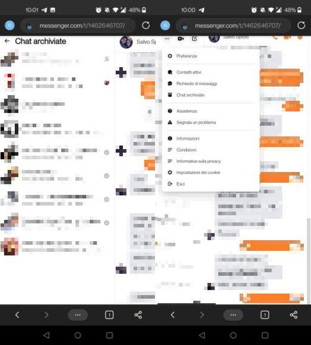 Come vedere le chat archiviate su Messenger da browser