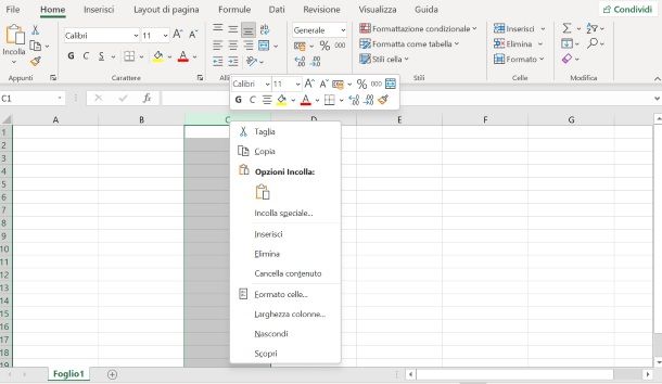 Come nascondere colonne in Excel per PC e Mac