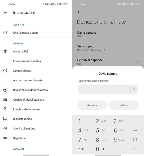 Attivare deviazione chiamata Android